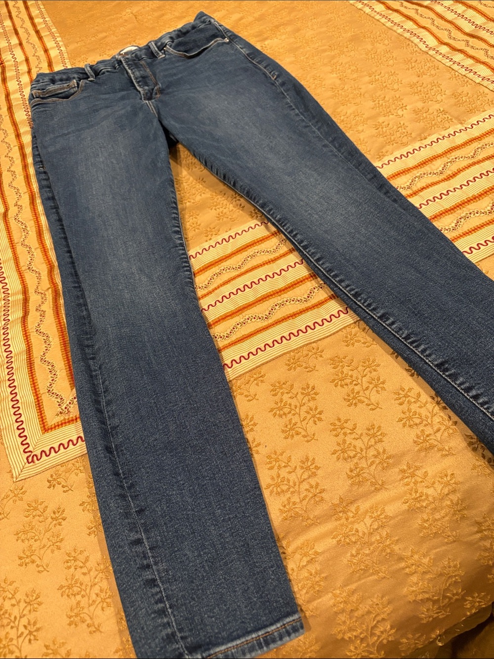 Good American Women’s Classic Blue Straight-Leg Jeans, Organic Cotton Blend, 12